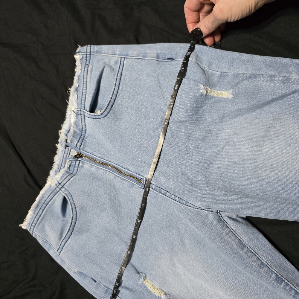 Light Blue Distressed Flare Jeans, Medium - Picture 6 of 7